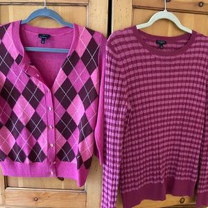 2 Talbots cute purple sweaters women's small